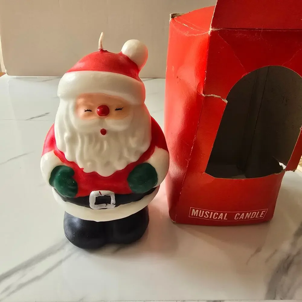Vintage Made in Taiwan SANTA Musical Candle Unused New Christmas Decor Untested